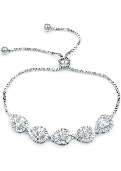 326 Gümüş Baiduqiandu Bezel Ayarı Küçük Kübik Zirkonya Cz Zirkon Kristal Ayarlanabilir Bolo Bilezikler Kadınlar Için Düğün Takı (Yurt Dışından)
