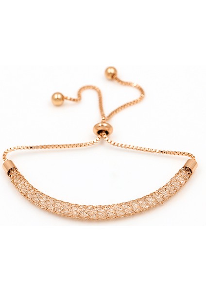053 Gül Altın Baiduqiandu Bezel Ayarı Küçük Kübik Zirkonya Cz Zirkon Kristal Ayarlanabilir Bolo Bilezikler Kadınlar Için Düğün Takı (Yurt Dışından)