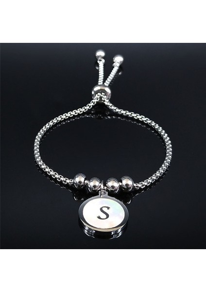 S Beden M Mektup Kabuk Paslanmaz Çelik Zincir Bilezik Kadın Gümüş Renk Bilezik Şanslı Takı Takı (Yurt Dışından)