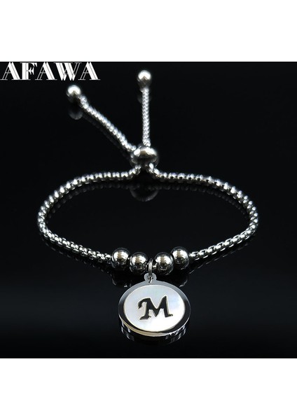 S Beden M Mektup Kabuk Paslanmaz Çelik Zincir Bilezik Kadın Gümüş Renk Bilezik Şanslı Takı Takı (Yurt Dışından) modelleri