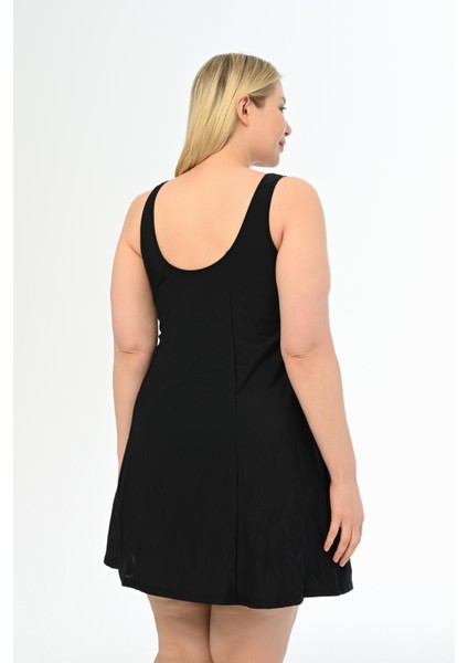 Aquaviva Kadın Siyah-Saks Büyük Beden Alesta Şortlu Elbise Mayo fırsatları