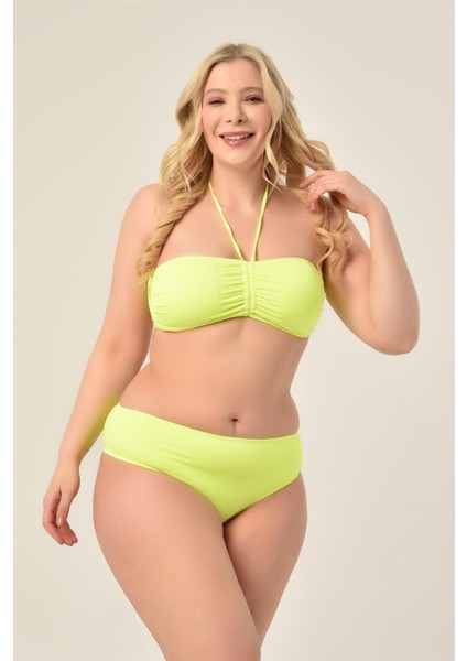 Aquaviva Kadın Büyük Beden Neon Yeşil Straplez Boyundan Bağlı Bikini Takımı fiyatları