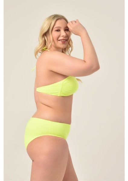 Aquaviva Kadın Büyük Beden Neon Yeşil Straplez Boyundan Bağlı Bikini Takımı modelleri