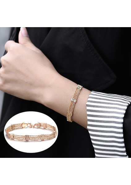 CB13 8mm Kadın Kızlar Için Gül Altın Renk Boncuk Bilezik Link Zincir Kadın Bilezik Moda Takı Hediye CB33 (Yurt Dışından) fiyatları