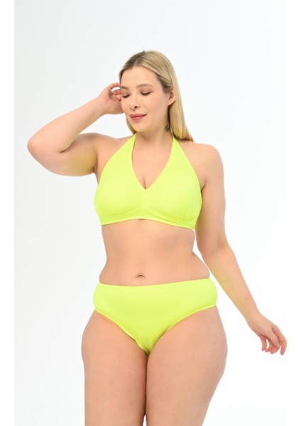Aquaviva Kadın Neon Yeşil Büyük Beden Boyundan Bağlı Üçgen Elena Bikini Takımı fiyatları
