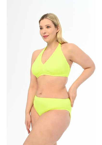 Aquaviva Kadın Neon Yeşil Büyük Beden Boyundan Bağlı Üçgen Elena Bikini Takımı modelleri