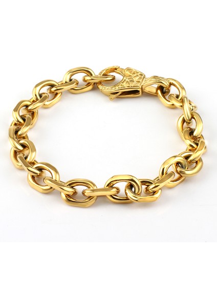 19CM Tarzı Altın 10,5 mm Kadın Erkek Aksesuarları Takı Su Geçirmez Bilezik Fabrikası Için 316L Paslanmaz Çelik Altın Haç O Zincir Bilezik Bilezikler (Yurt Dışından)