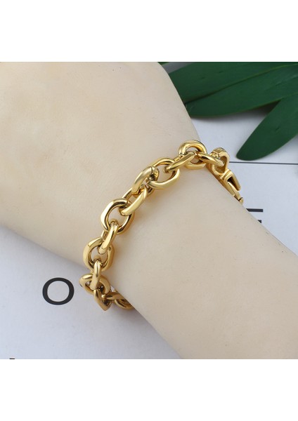 19CM Tarzı Altın 10,5 mm Kadın Erkek Aksesuarları Takı Su Geçirmez Bilezik Fabrikası Için 316L Paslanmaz Çelik Altın Haç O Zincir Bilezik Bilezikler (Yurt Dışından) fiyatları