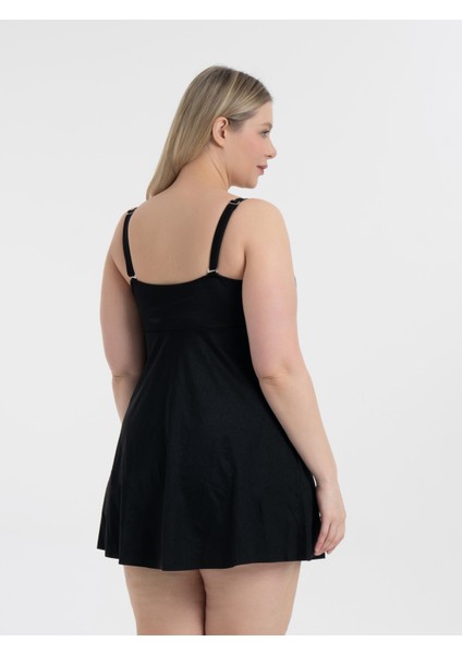 Kadın Büyük Beden Yaprak Desenli Toparlayıcı Fiyonklu Elbise Mayo Şık Tasarım fırsatları