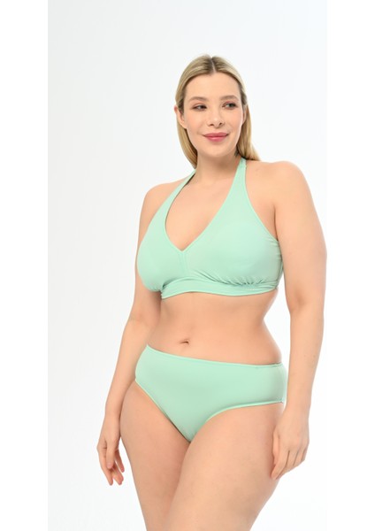 Aquaviva Kadın Mint Büyük Beden Boyundan Bağlı Üçgen Elena Bikini Takımı