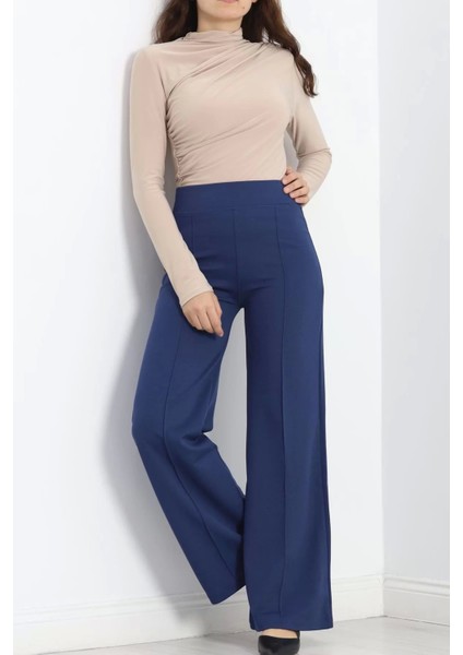 Çımalı Krep Pantolon Indigo