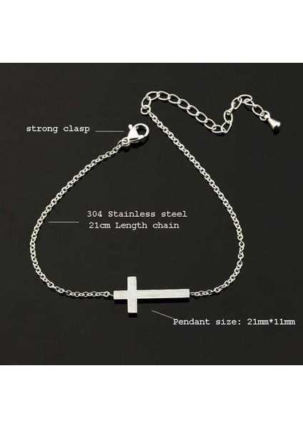 Gül Altın Rengi Hristiyan Yatay Yan Çapraz Charm Bilezikleri Kadınlar Için Paslanmaz Çelik Nişanlıklar Hediye Pulseira Feminina (Yurt Dışından) modelleri