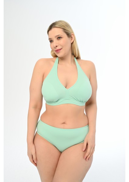 Aquaviva Kadın Mint Büyük Beden Boyundan Bağlı Üçgen Elena Bikini Takımı modelleri
