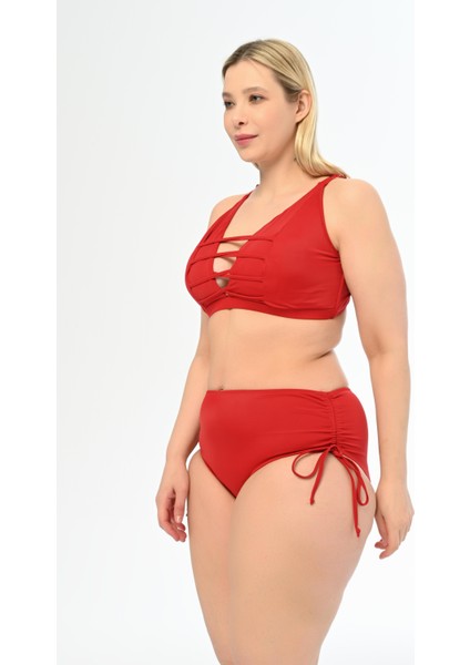 Aquaviva Kadın Kırmızı Büyük Beden Venezıa Çapraz Ipli Dekolte Bikini Takımı fiyatları