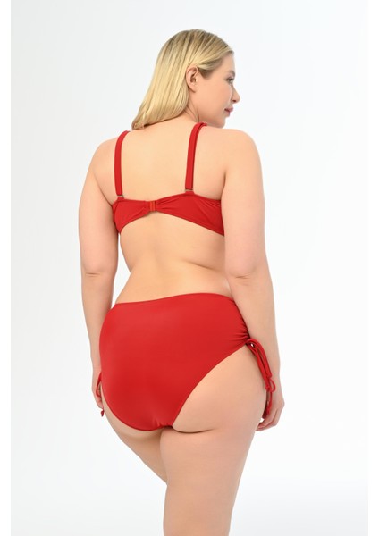 Aquaviva Kadın Kırmızı Büyük Beden Venezıa Çapraz Ipli Dekolte Bikini Takımı fırsatları
