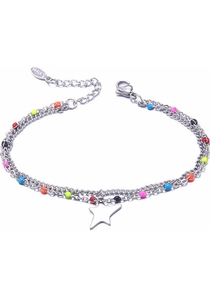 B3302-2 2021 Yeni Trend Zincir Erkek Kadın Bilezik Paslanmaz Çelik 23CM Aşk Ağacı Yıldız Zincir Bilezik Erkek Kadın Takı Hediye (Yurt Dışından)