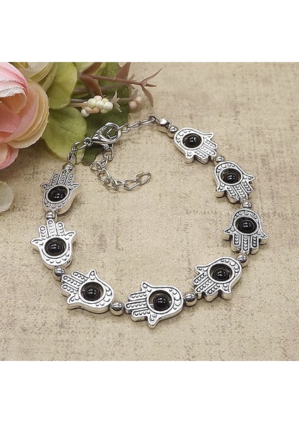 L-CL06SIYAH Moda Tibet Vintage Kendin Yap Çiçek Bilezik Kadın Aksesuarları Bijoux Moda Yaka Charm Bilezik ve Bilezikler Z25 (Yurt Dışından)