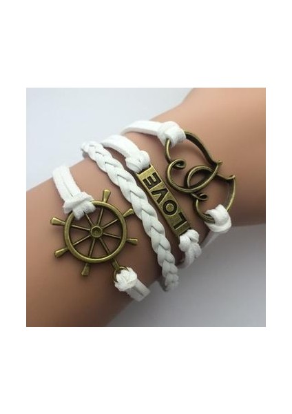 AB014 Kadınlar Için Hediye Vintage Çok Katmanlı Örgülü Mum Ipi Bilezikler Şık Şans AB001 (Yurt Dışından)