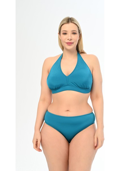 Aquaviva Kadın Petrol Mavi Büyük Beden Boyundan Bağlı Üçgen Elena Bikini Takımı fiyatları