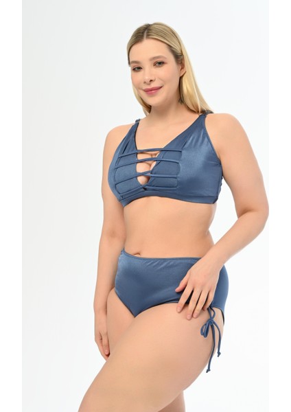 Aquaviva Kadın Indigo Büyük Beden Venezıa Çapraz Ipli Dekolte Bikini Takımı fiyatları