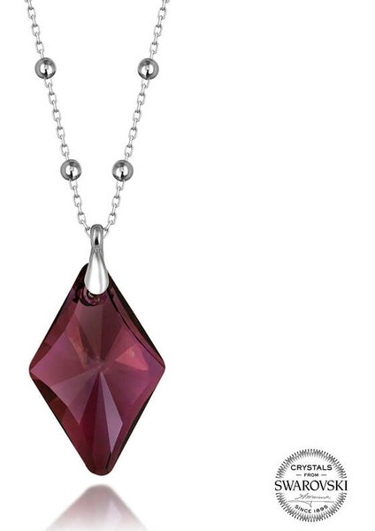 Swarovski Crystal Taşlı Ametist Top Zincir Gümüş Kadın Kolye