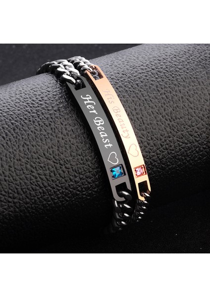 Her Zaman, Damia Mektup Çiftleri Paslanmaz Çelik Bilezikler Kadın Erkek Onun Krali Onun Kraliçesi Onun Canavarı Onun Güzelliği Aşk Bilezikler Sevgililer Günü Hediyesi (Yurt Dışından) fiyatları