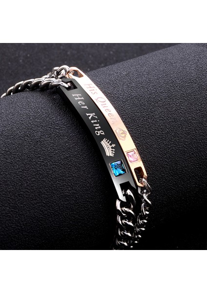 Her Zaman, Damia Mektup Çiftleri Paslanmaz Çelik Bilezikler Kadın Erkek Onun Krali Onun Kraliçesi Onun Canavarı Onun Güzelliği Aşk Bilezikler Sevgililer Günü Hediyesi (Yurt Dışından) modelleri