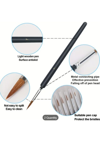 11 Adet Detay Boya Fırçası. Tezhip, Suluboya, Yağlıboya, Guaj, Minyatür Ince Küçük Boyama Seti. modelleri