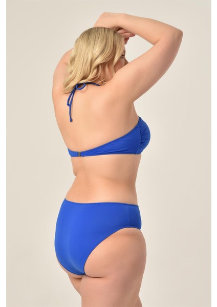 Aquaviva Kadın Büyük Beden Saks Straplez Boyundan Bağlı Bikini Takımı fırsatları