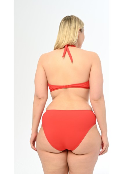 Aquaviva Kadın Kırmızı Büyük Beden Boyundan Bağlı Üçgen Elena Bikini Takımı fırsatları