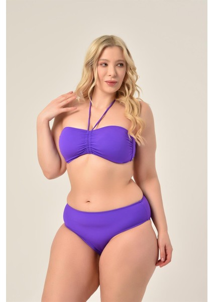 Aquaviva Kadın Büyük Beden Mor Straplez Boyundan Bağlı Bikini Takımı fiyatları