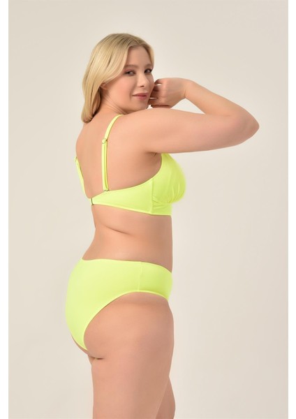 Aquaviva Kadın Neon Yeşil Büyük Beden Üçgen Toparlayıcı Yüksek Bel Bikini Takımı fırsatları