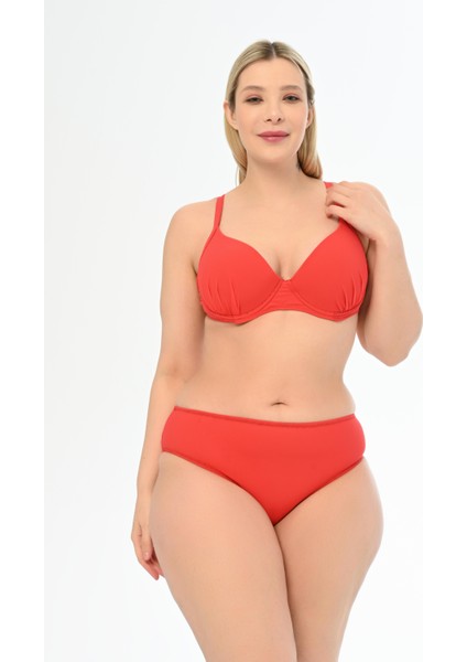 Kadın Kırmızı Büyük Beden Alexa Kaplı Bikini Takımı