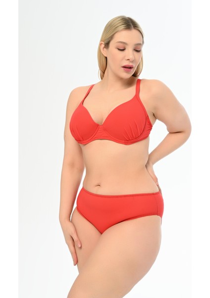 Kadın Kırmızı Büyük Beden Alexa Kaplı Bikini Takımı fiyatları