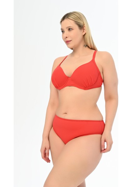 Kadın Kırmızı Büyük Beden Alexa Kaplı Bikini Takımı modelleri
