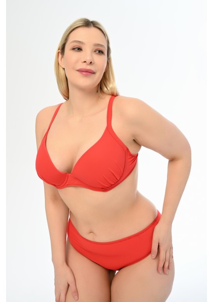 Kadın Kırmızı Büyük Beden Alexa Kaplı Bikini Takımı indirimleri