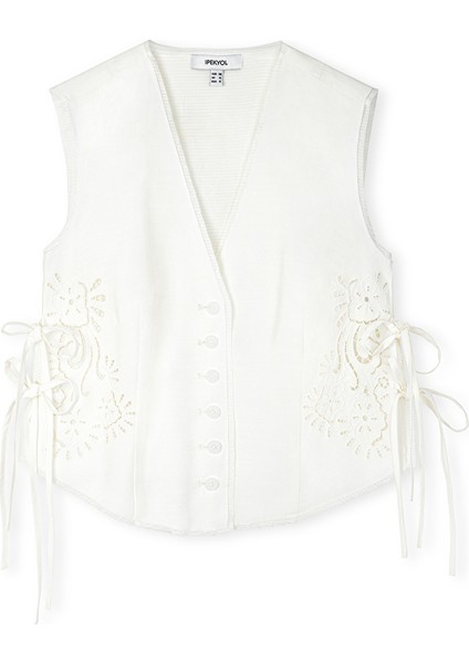 Yandan Bağlamalı Nakışlı Yelek IS1250007028002 indirimleri