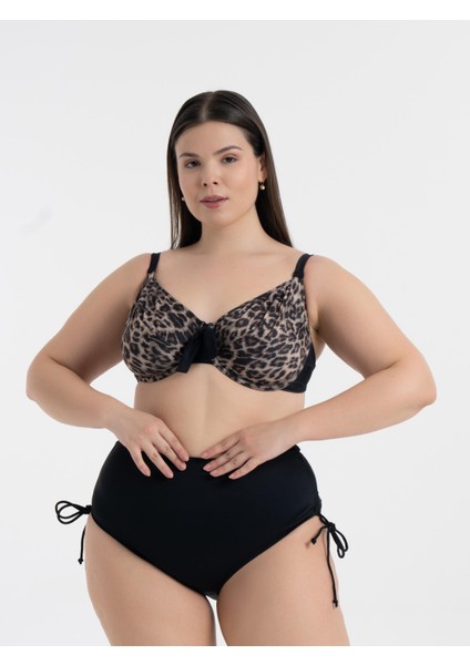 Aquaviva Kadın Büyük Beden Siyah Leopar Desen Daniela Balen Destekli Bikini Takımı
