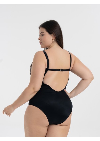 Aquaviva Kadın Büyük Beden Siyah Leopar Desen Brunella Balen Destekli Mayo fırsatları