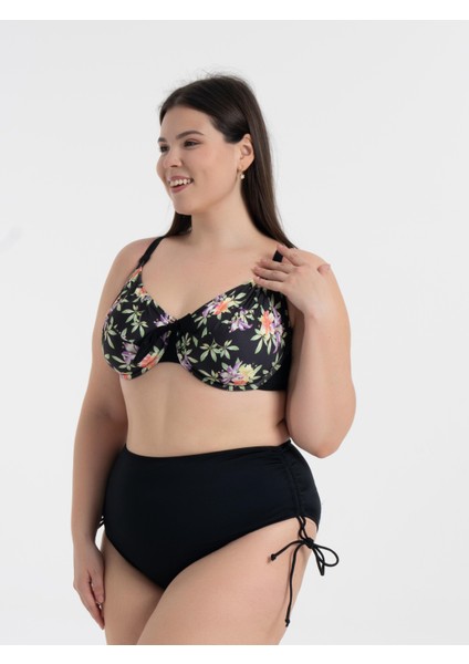 Aquaviva Kadın Büyük Beden Siyah Leylak Desen Daniela Balen Destekli Bikini Takımı fiyatları
