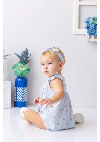 Kız Bebek Mercan Desenli Çıtçıtlı Body Elbise - Desenli