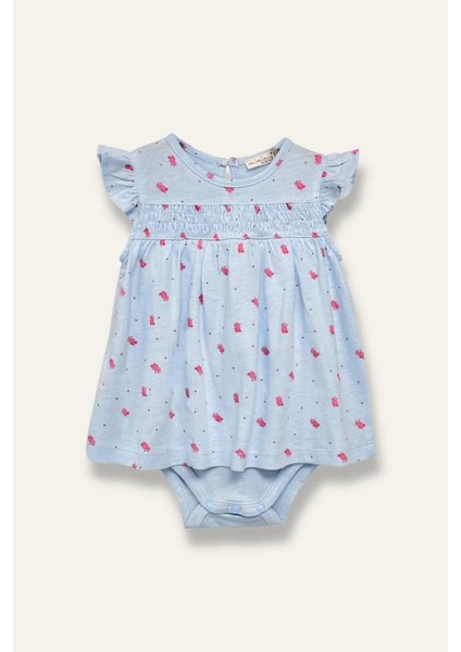 Kız Bebek Mercan Desenli Çıtçıtlı Body Elbise - Desenli