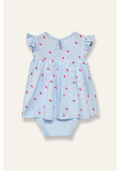Kız Bebek Mercan Desenli Çıtçıtlı Body Elbise - Desenli