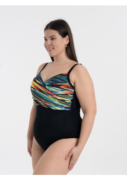 Aquaviva Kadın Büyük Beden Siyah Karışık Desen Brunella Balen Destekli Mayo fiyatları