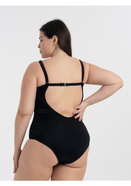 Aquaviva Kadın Büyük Beden Siyah Karışık Desen Brunella Balen Destekli Mayo fırsatları