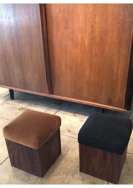 Modern Ahşap Gövdeli Kare, Kadife Döşemeli Şık Puf & Bench fırsatları