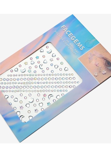 Gümüş Kalp Temalı Kız Çocuk Yüz ve Tırnak Sticker