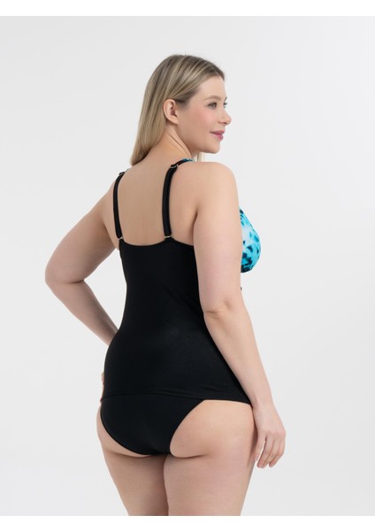 Kadın Mavi Desen Büyük Beden Anastasia Toparlayıcı Toka Detaylı Tankini fırsatları