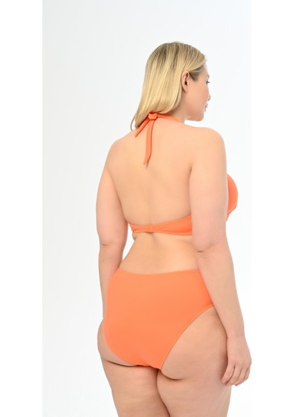 Kadın Turuncu Büyük Beden Boyundan Bağlı Üçgen Elena Bikini Takımı fırsatları