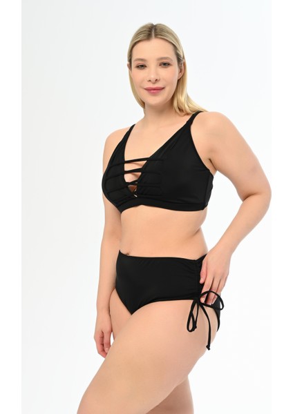 Kadın Siyah Büyük Beden Venezıa Çapraz Ipli Dekolte Bikini Takımı fiyatları